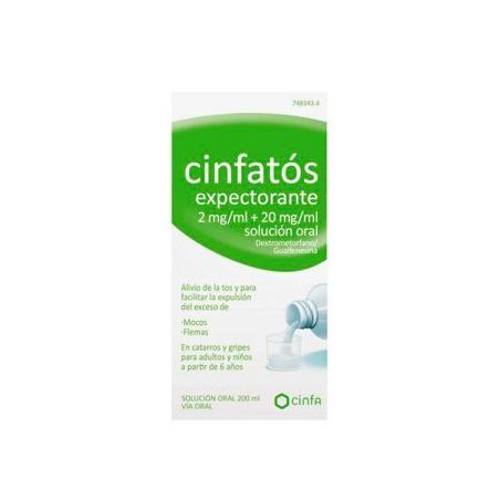 CINFATOS EXPECTORANTE 2 mg/ml + 20 mg/ml SOLUCION ORAL 1 FRASCO 200 ml (PET)