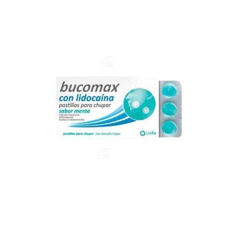 BUCOMAX CON LIDOCAINA 8 PASTILLAS PARA CHUPAR (SABOR MENTA)