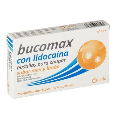 BUCOMAX CON LIDOCAINA 24 PASTILLAS PARA CHUPAR (SABOR MIEL Y LIMON)