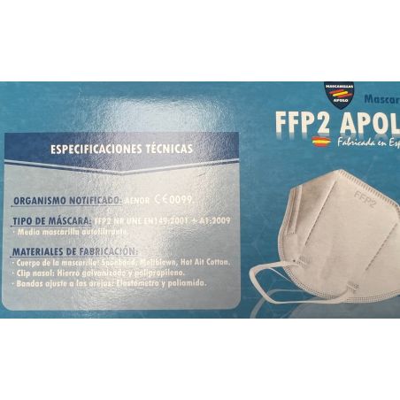 APOLO MASCARILLA FFP2 CABEZA NEGRA 50 UNID ESPAÑO