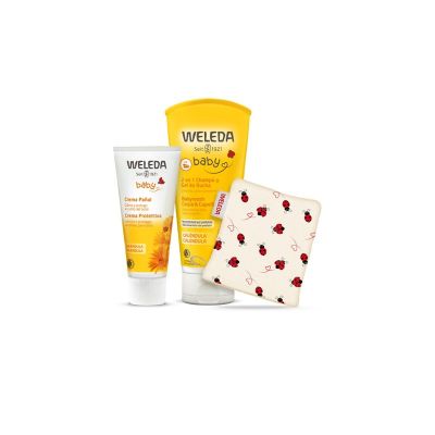 WELEDA SET 2EN1 CHAMPU GEL 200L+ CREMA PAÑAL 75ML REGALO MANOPLA