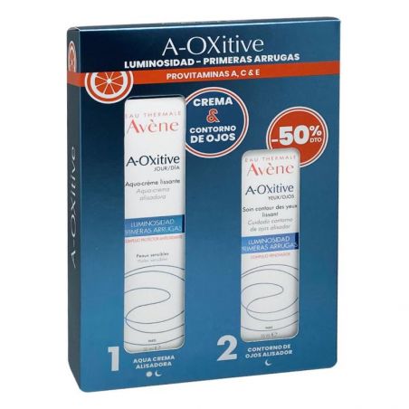 AVENE PACK AOXITIVE AGUA-CREMA DIA 30ML+CONTORNO 50% 15ML