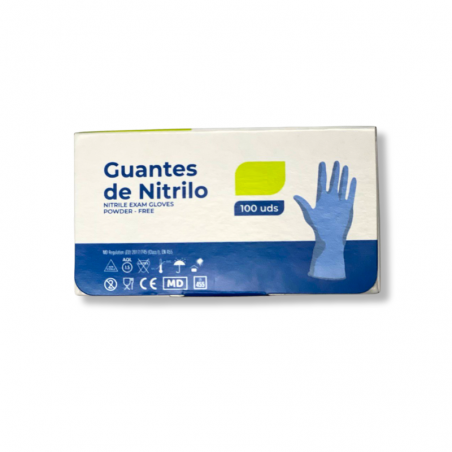 GUANTES DE NITRILO SIN POLVO LISUBEL 100 UNIDADES TALLA XL