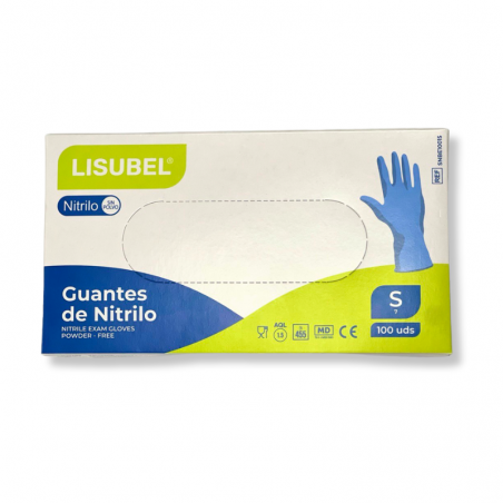 GUANTES DE NITRILO SIN POLVO LISUBEL 100 UNIDADES TALLA S