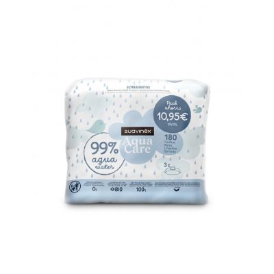 SUAVINEX TOALLITAS AQUA ULTRASENSITIVE 3 ENVASES 60 TOALLITAS PACK