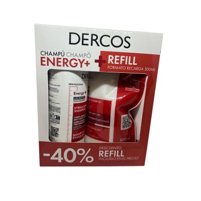 DERCOS DUPLO ENERGY+ CHAMPU 390 ML+ ECOREFILL -40% 500ML
