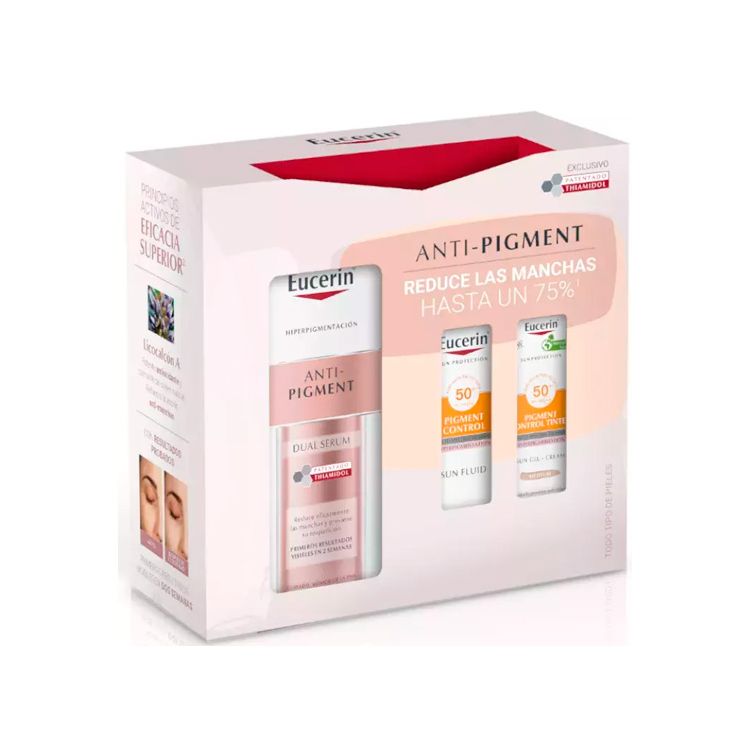 EUCERIN COFRE ANTIPIGMENT DUAL SERUM 30ML+SUN PROTECT PIGMENT CONTROL SPF50+ +GEL LIMPIADOR