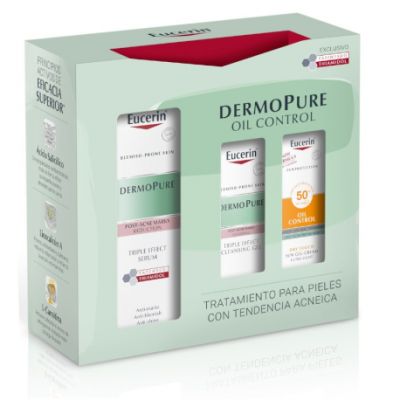 EUCERIN COFRE DERMOPURE SERUM 40ML+ MINITALLAS GEL LIMPIADOR+ PROTECTOR SOLAR