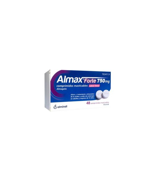 ALMAX FORTE 750 MG 48 COMPRIMIDOS MASTICABLES SABOR FRESA