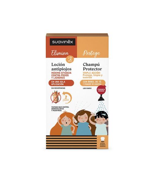 SUAVINEX SET ANTIPIOJOS LOCION + CHAMPU PROTECTOR ARBOL DEL TE 1 ENVASE 125 ML + 1 ENVASE 250 ML