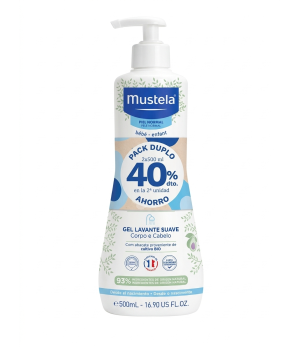 PACK DUPLO GEL SUAVE MUSTELA 500ML 2ºUNIDAD -40%