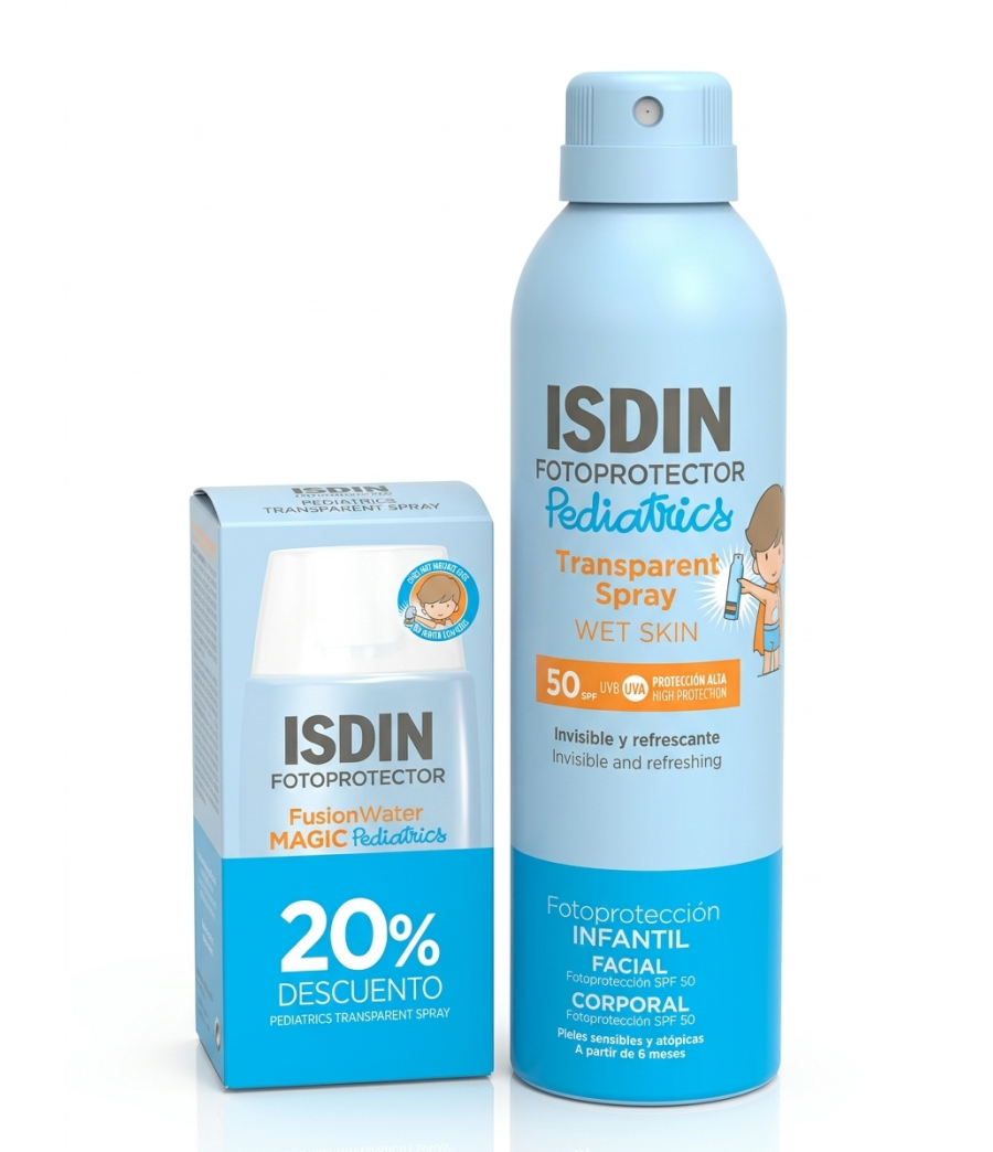 PACK ISDIN FOTOPROTECTOR PEDIATRICS TRANSPARENT 50SPF + FUSION WATER MAGIC PEDIATRICS