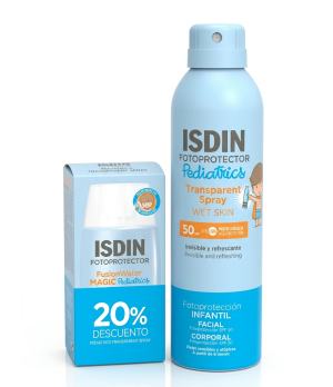PACK ISDIN FOTOPROTECTOR PEDIATRICS TRANSPARENT 50SPF + FUSION WATER MAGIC PEDIATRICS