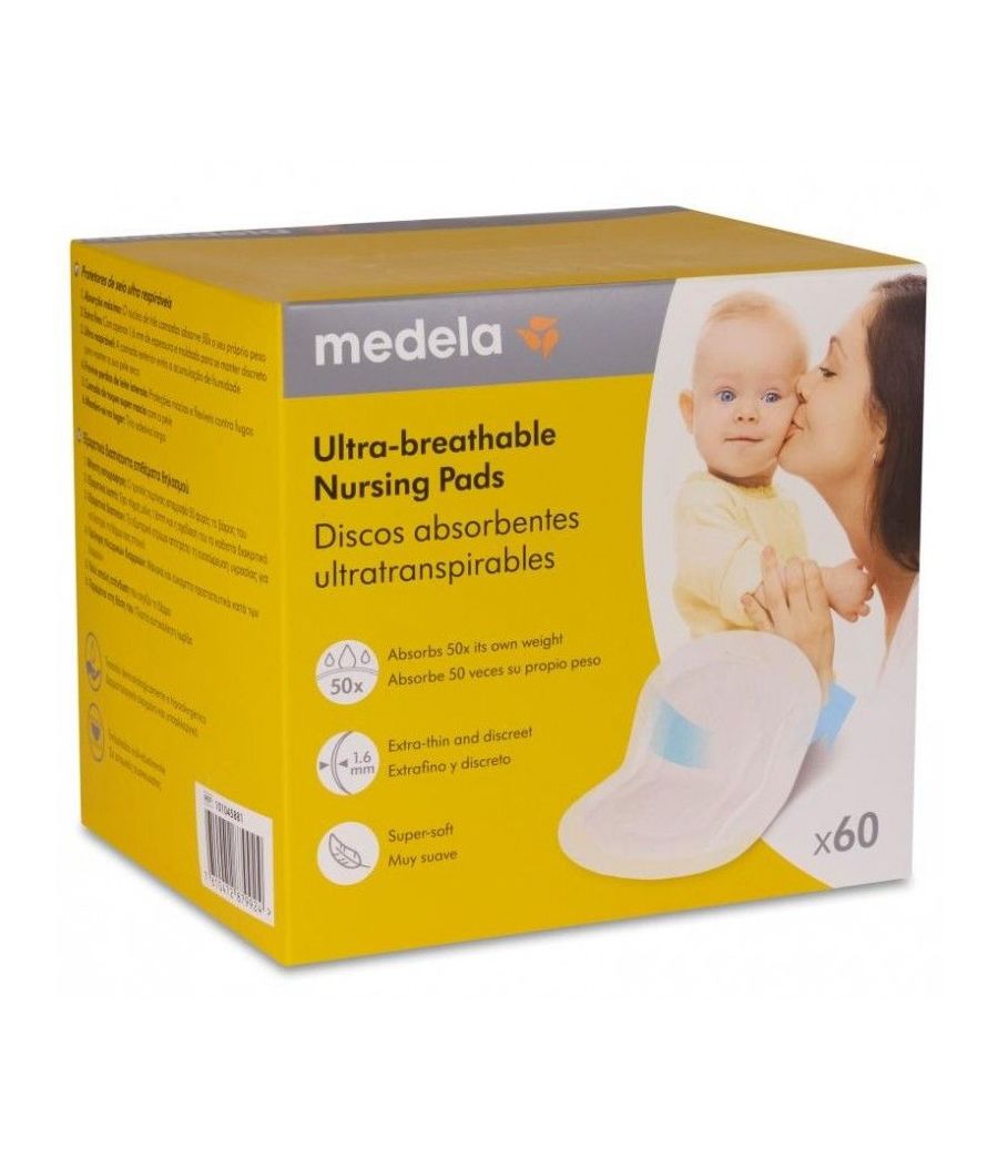 DISCOS ABSORBENTES ULTRATRANSPIRABLES MEDELA 60 UNIDADES