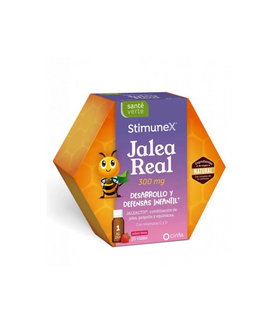 SANTE VERTE STIMUNEX JALEA REAL DESARROLLO Y DEFENSAS INFANTIL 20 VIALES 10 ML SABOR FRESA