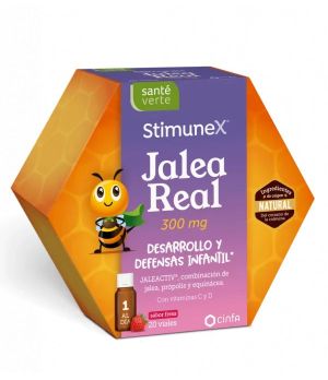 SANTE VERTE STIMUNEX JALEA REAL DESARROLLO Y DEFENSAS INFANTIL 20 VIALES 10 ML SABOR FRESA