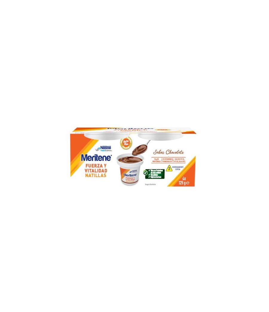 MERITENE FUERZA Y VITALIDAD NATILLAS 4 TARRINAS 125 G SABOR CHOCOLATE