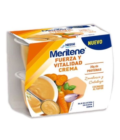 MERITENE FUERZA Y VITALIDAD CREMA 2 TARRINAS 200 ML SABOR ZANAHORIA Y CALABAZA