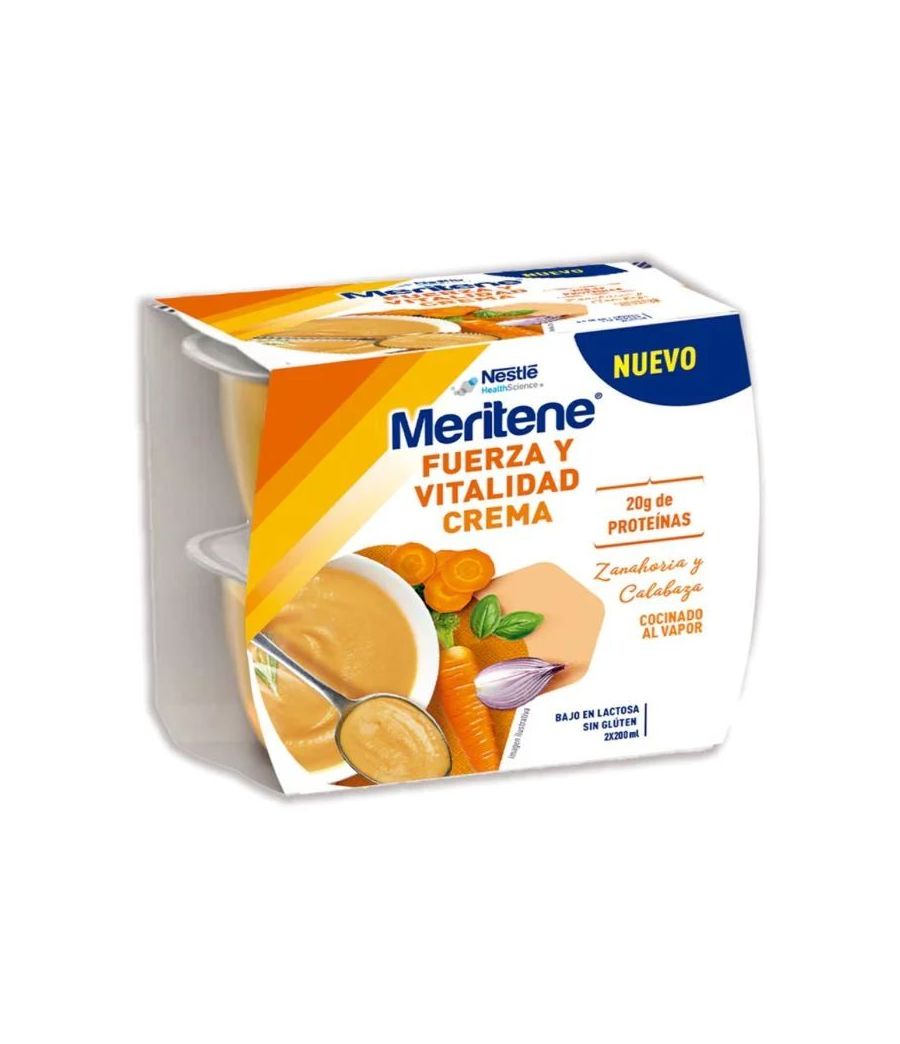 MERITENE FUERZA Y VITALIDAD CREMA 2 TARRINAS 200 ML SABOR ZANAHORIA Y CALABAZA