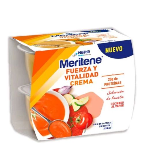 MERITENE FUERZA Y VITALIDAD CREMA 2 TARRINAS 200 ML SABOR SELECCION DE HUERTO