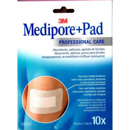 3M MEDIPORE+ PAD APOSITO ESTERIL 10 UNIDADES 10 CM X 10 CM