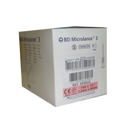 AGUJA HIPODERMICA BD MICROLANCE3 100 UNIDADES 21 g 1 1/2" 40 mm x 0,8 mm