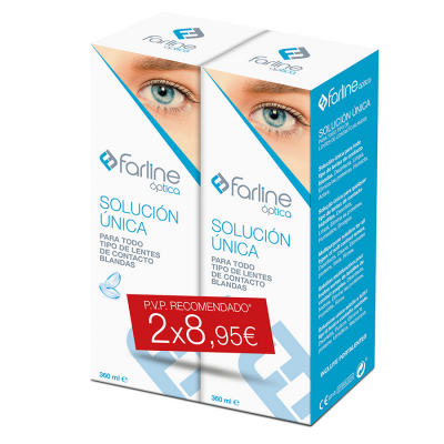FARLINE OPTICA SOLUCION UNICA LENTES DE CONTACTO 2 ENVASES 360 ml DUPLO