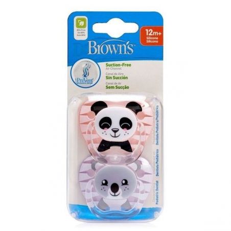 CHUPETE SILICONA DR BROWN´S PREVENT CLASSIC ANIMAL FACES + 12 MESES 2 UNIDADES NIÑA