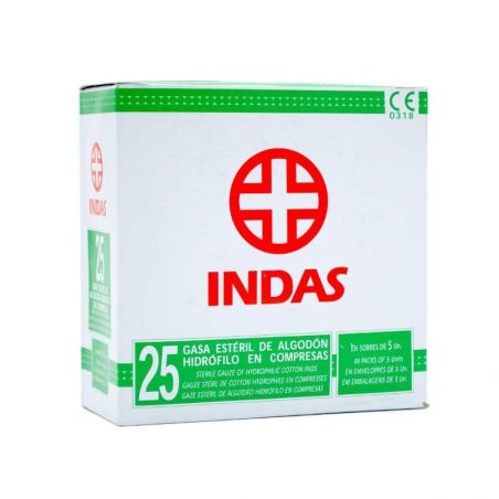 GASA ESTERIL ALGODON HIDROFILO COMPRESAS INDAS 5 SOBRES 5 UNIDADES