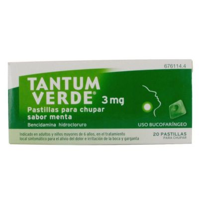 TANTUM VERDE 3 mg 20 PASTILLAS PARA CHUPAR (SABOR MENTA)