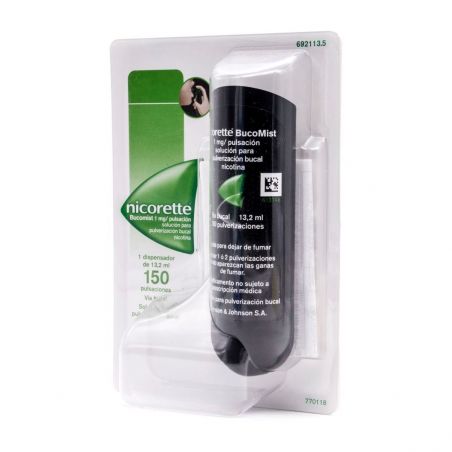 NICORETTE BUCOMIST 1 mg/PULSACION SOLUCION PARA PULVERIZACION BUCAL 1 ENVASE 13,2 ml (150 DOSIS)