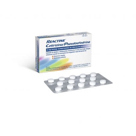 REACTINE CETIRIZINA/PSEUDOEFEDRINA 5 mg/120 mg 14 COMPRIMIDOS LIBERACION PROLONGADA