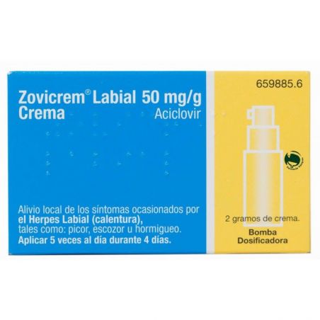 ZOVICREM LABIAL 50 mg/g CREMA 1 TUBO 2 g + BOMBA DOSIFICADORA
