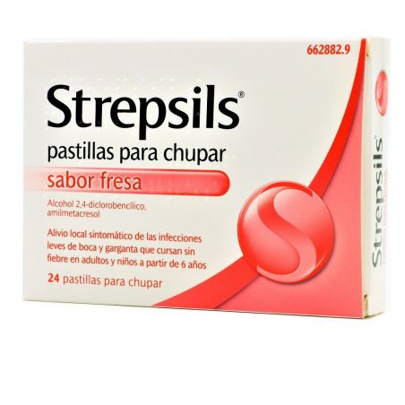 STREPSILS 24 PASTILLAS PARA CHUPAR (SABOR FRESA)