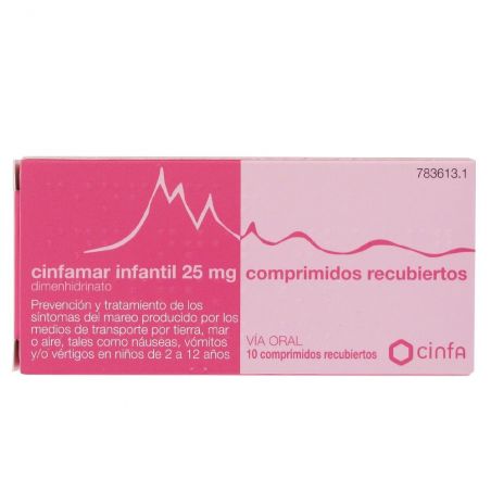 CINFAMAR INFANTIL 25 mg 10 COMPRIMIDOS RECUBIERTOS