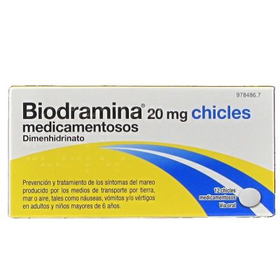 BIODRAMINA 20 mg 12 CHICLES MEDICAMENTOSOS