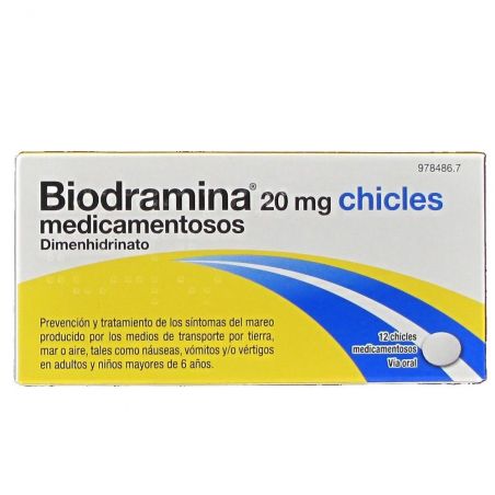 BIODRAMINA 20 mg 12 CHICLES MEDICAMENTOSOS