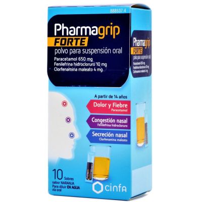 PHARMAGRIP FORTE CONGESTION Y SECRECION NASAL 10 SOBRES POLVO PARA SUSPENSION ORAL