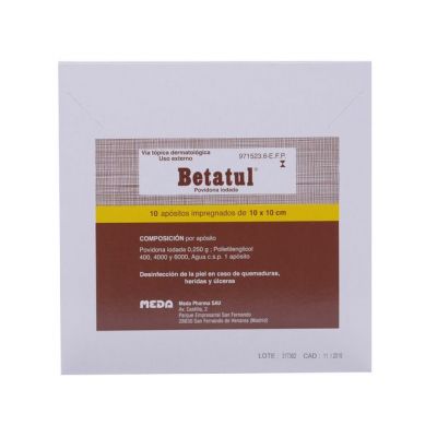 BETATUL 250 mg 10 APOSITOS IMPREGNADOS