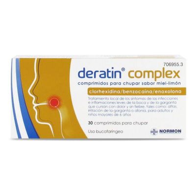 DERATIN COMPLEX 30 COMPRIMIDOS PARA CHUPAR (SABOR MIEL-LIMON)