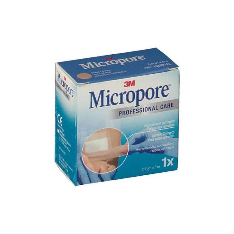 ESPARADRAPO HIPOALERGICO MICROPORE PAPEL MICROPORE-P (1533) 1 UNIDAD 5 m x 2,5 cm