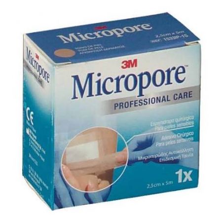 ESPARADRAPO HIPOALERGICO MICROPORE PAPEL MICROPORE-P (1533) 1 UNIDAD 5 m x 2,5 cm